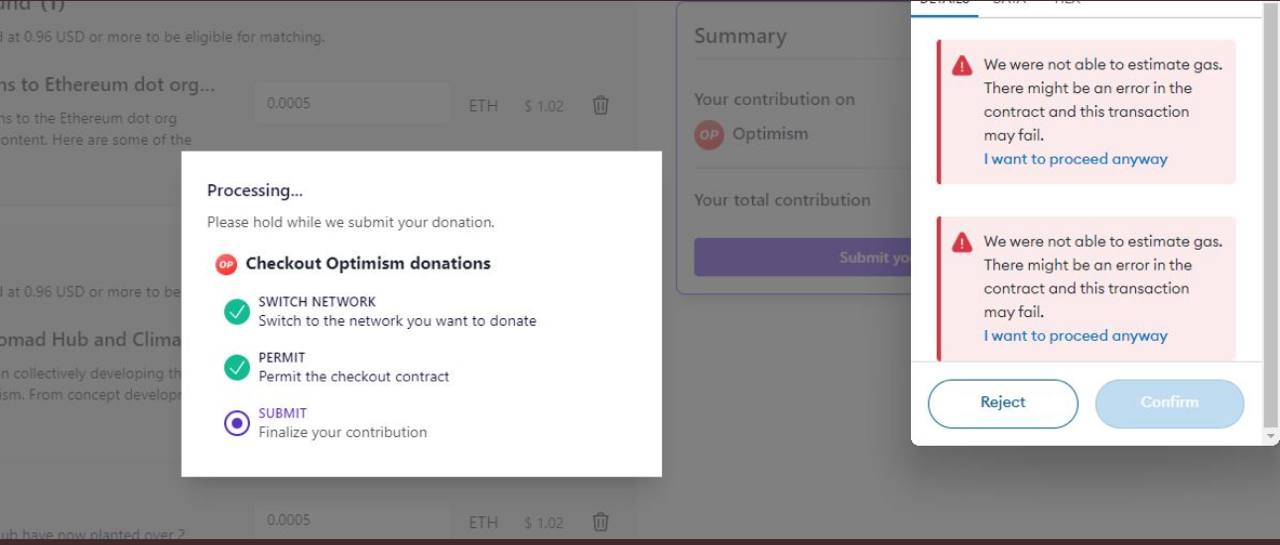 Donor technical issues screenshot